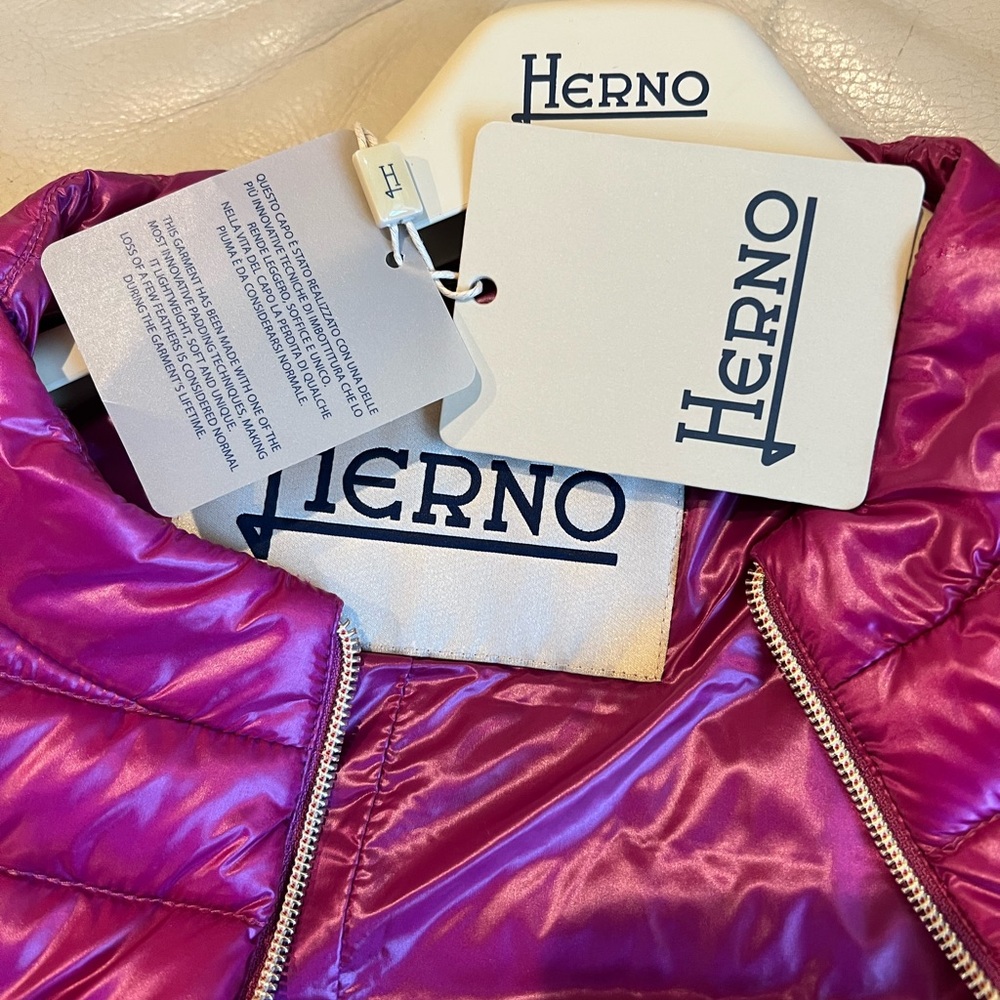 HERNO
Mixed Media Puffer Jacket.  Raspberry Color - Picture 4 of 5